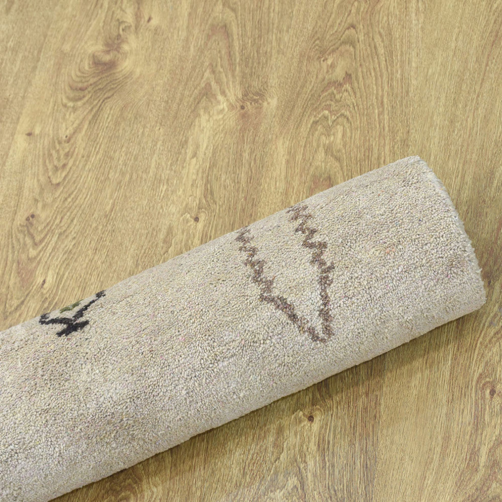 HAND KNOTTED LOOM SILK ECO-FRIENDLY AREA RUGS -6'x6',Square,Cream,Contemporary