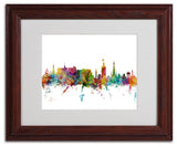 'Edinburgh Scotland Skyline II' Matted Framed Canvas Art by Michael Tompsett