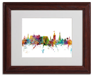 'Edinburgh Scotland Skyline II' Matted Framed Canvas Art by Michael Tompsett
