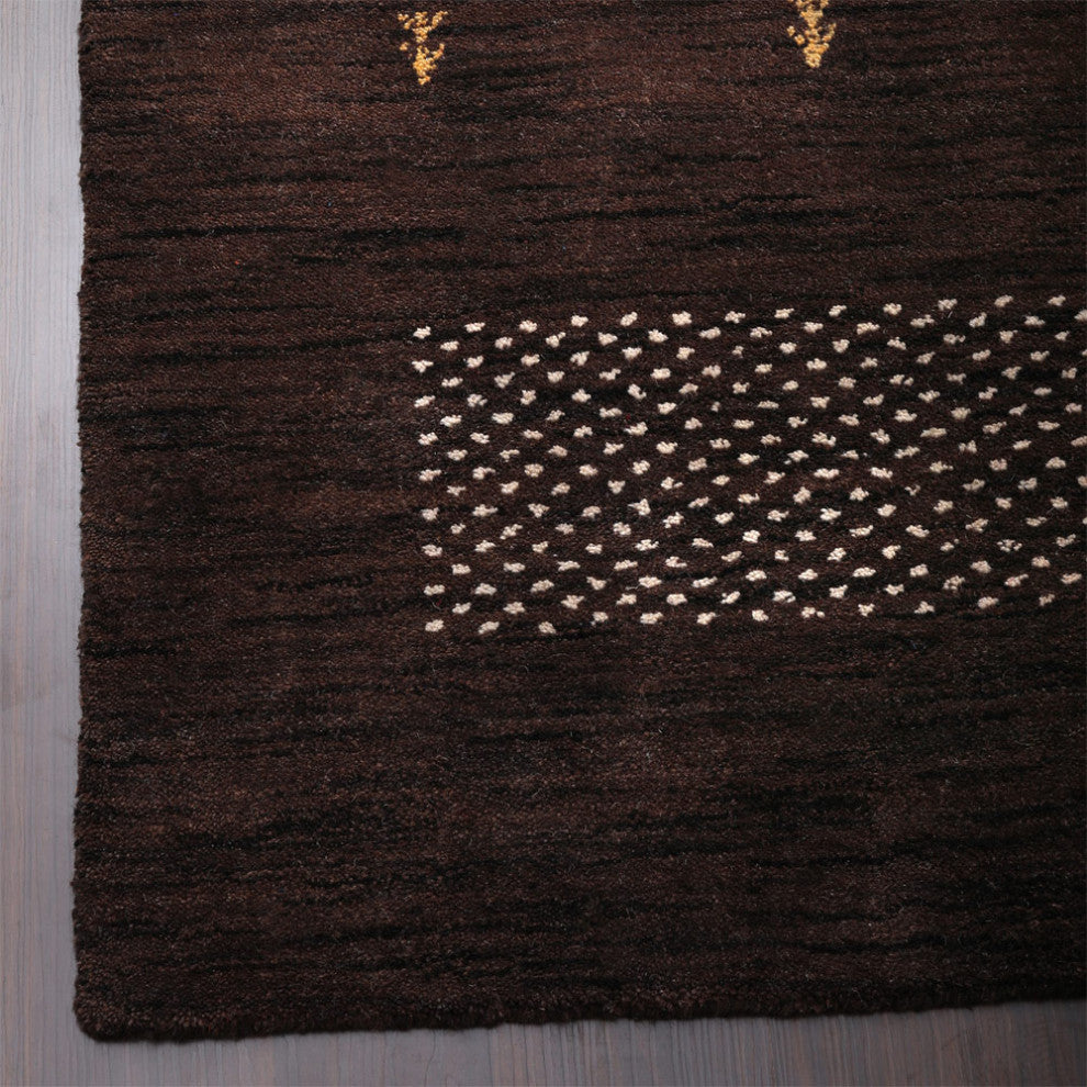 HAND KNOTTED LOOM WOOL ECO-FRIENDLY AREA RUGS - Rectangle, Brown, Contemporary