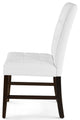 Tufted Side Dining Chair, Set of 2, Faux Leather, Wood, White, Modern, Bistro