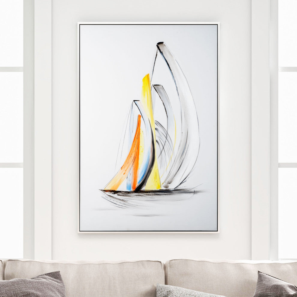 Schooner Winds Hand Painted Framed Canvas, Schooner Winds 2