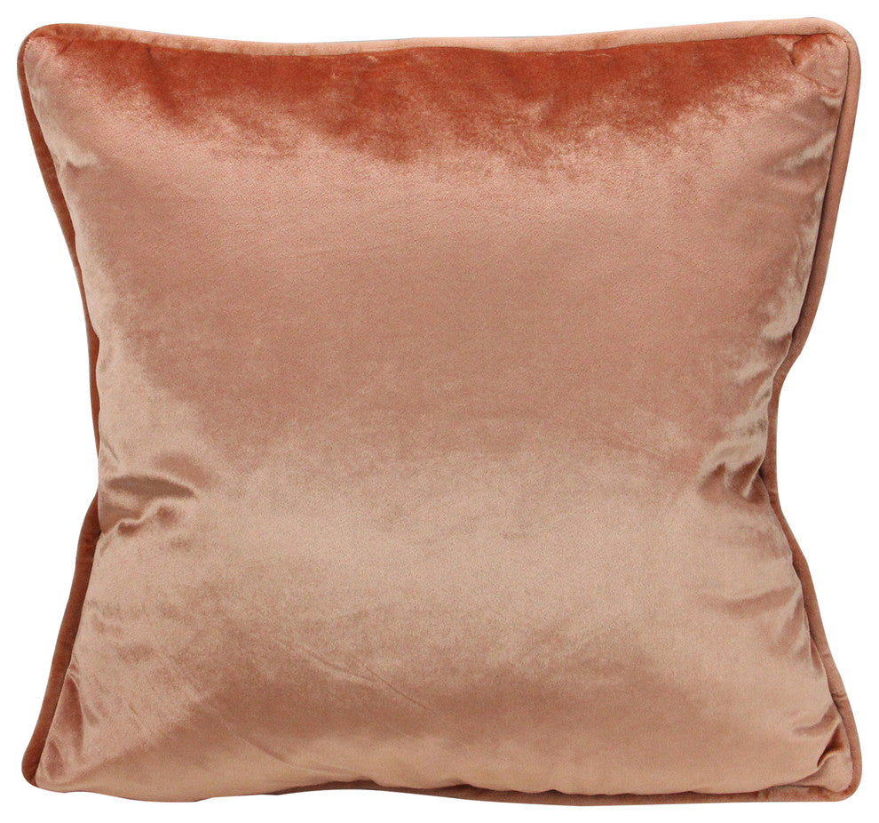 17" Perfectly Peach Velvet Square Throw Pillow