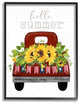 Hello Summer Quote Sunflower Flower Patriotic Truck ,1pc, each 16 x 20