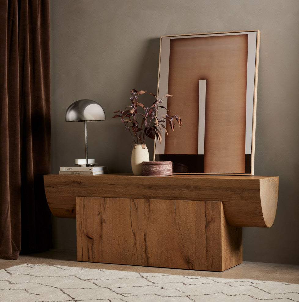Elbert Console Table-Rustic Oak Veneer
