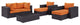 Modway Convene 8 Piece Outdoor Patio Sectional Set, Espresso Orange