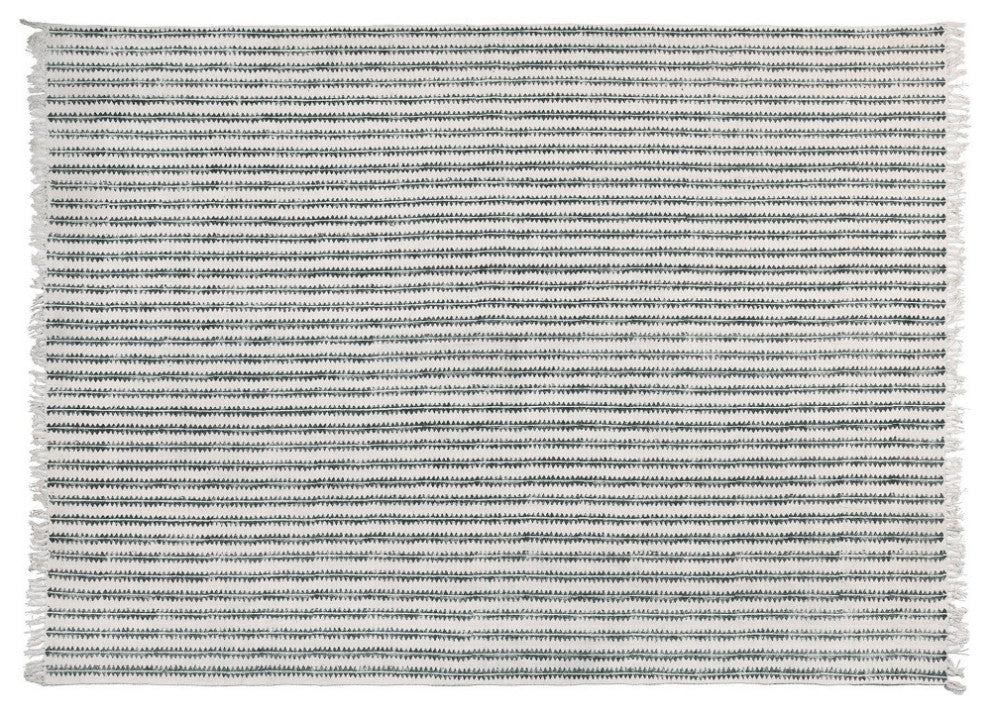 8" x 10" Gray and Cream Sawlike Stripes Area Rug