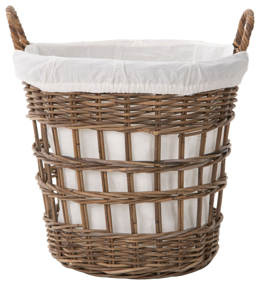 Round Rattan Storage and Laundry Basket WithLiner