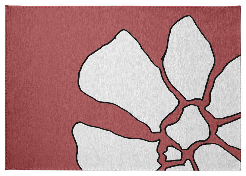 Petal Lines Spring Chenille Rug, Coral, 5'x7'