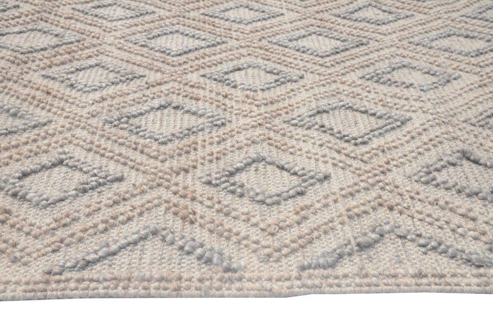 Chloe Diamond Area Rug, Natural/Grey, 5' X 7'