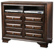 Wooden Media Chest With 6 Drawers, Brown Cherry