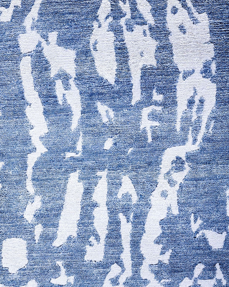 Modern, One-of-a-Kind Hand-Knotted Area Rug - Blue, 9' 2" x 12' 0"