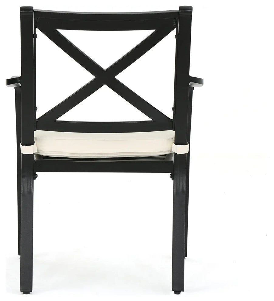 2 Pack Patio Dining Chairs with X-Shaped Back and Water Resistant Cushions