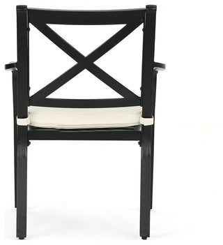 2 Pack Patio Dining Chairs with X-Shaped Back and Water Resistant Cushions