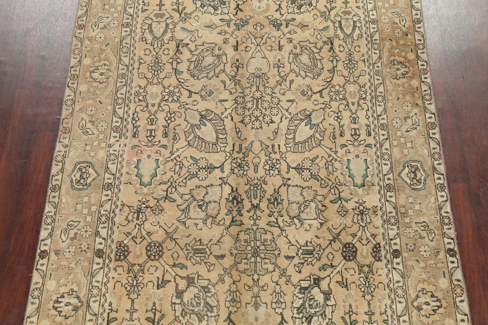 Consigned, Vintage Faded Persian Traditional Handmade Area Rug, Beige, 6x10