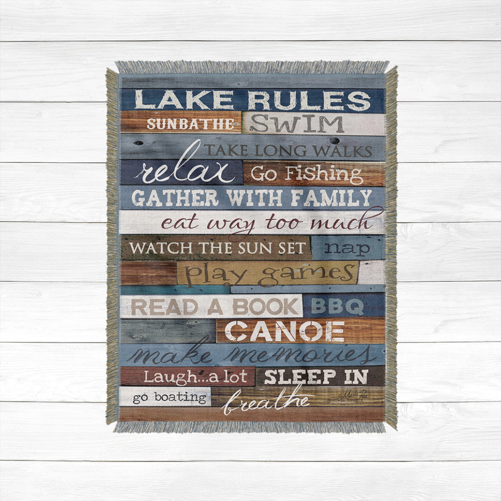 Laural Home Lake Rules 50" X 60" Woven Throw Blanket