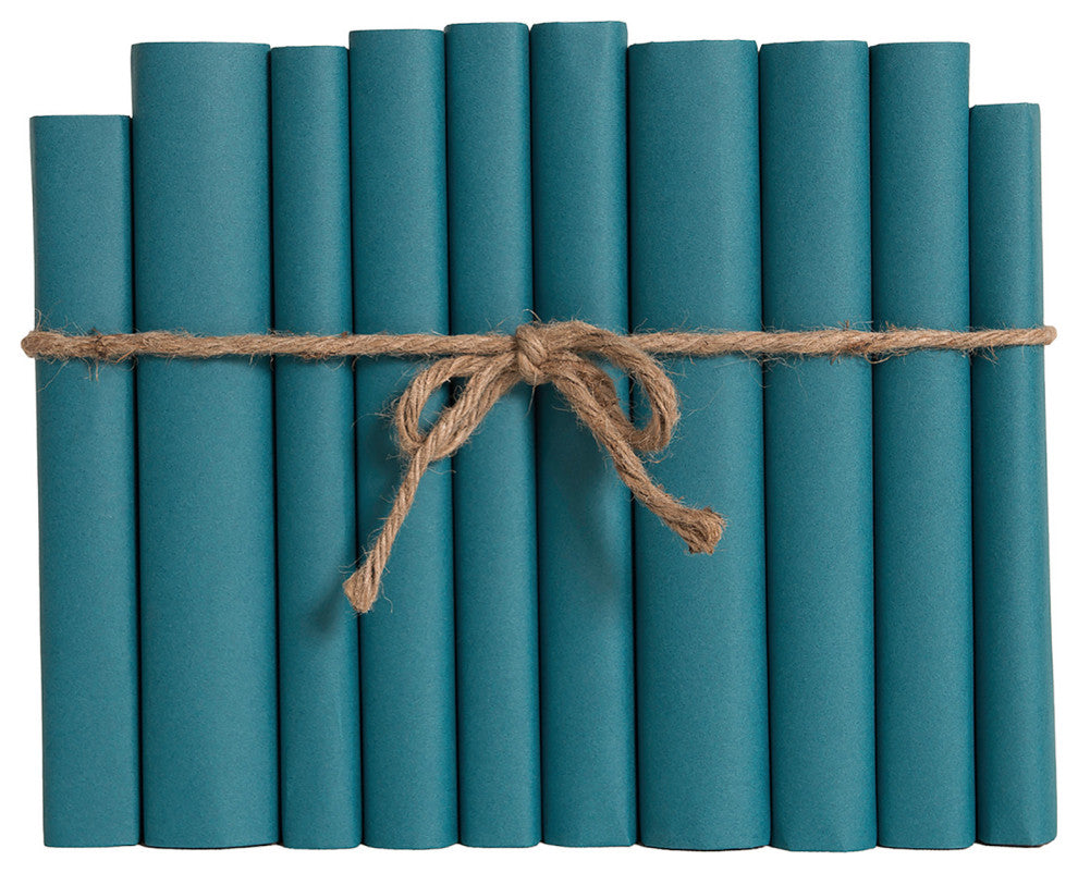 Decorative Books - Turquoise Paper Wrapped Book Bundle - 1 foot of Blue Books
