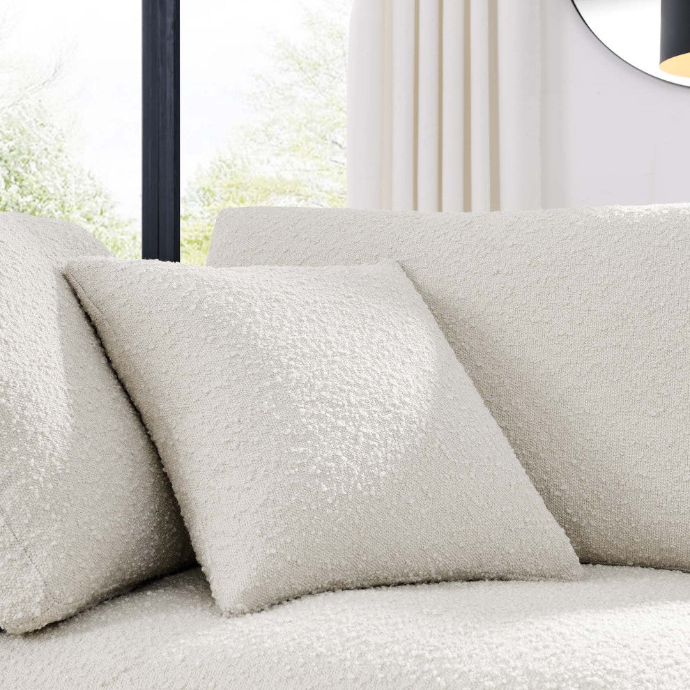 Commix Down Filled Overstuffed Boucle Fabric Corner Chair, Ivory