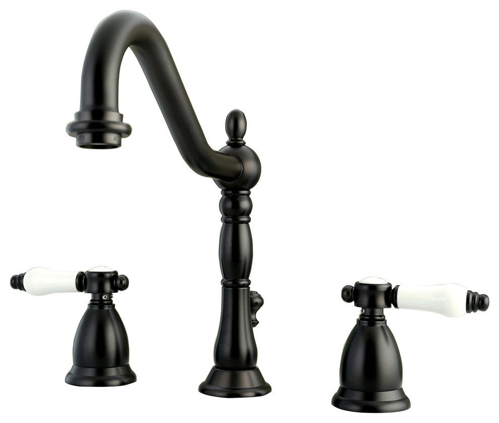 Kingston Brass Widespread Bathroom Faucet With Brass Pop-Up, Oil Rubbed Bronze