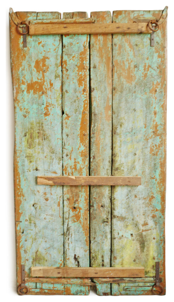 Consigned Old Turquoise Raja Door Mirror