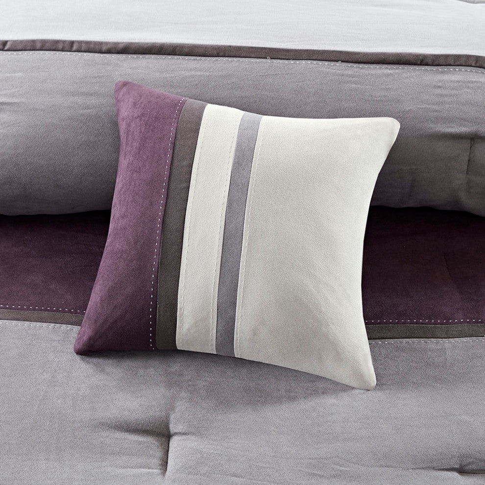 Madison Park Palisades Palizzate Suede 7-Piece Comforter Set, Purple, Cal King