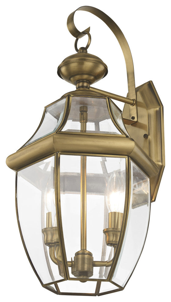 Livex Lighting Monterey 2 Light Antique Brass Medium Outdoor Wall Lantern