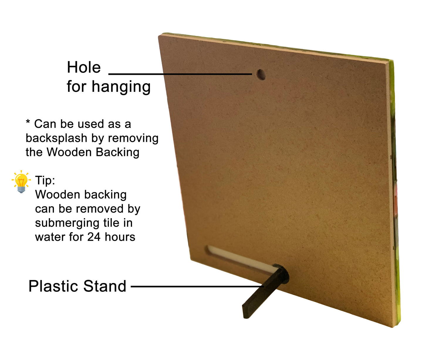 8x8" Mom and Baby Polar Bear Ceramic Art Tile Hand Painted Trivet Hot Plate