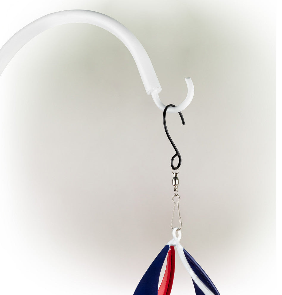 Garden Swirl With Shepherd Hook, Red and Blue, 38"