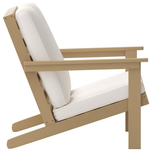 Charlestown All-Weather Poly Resin Wood Adirondack Loveseat with Cushions, Natur