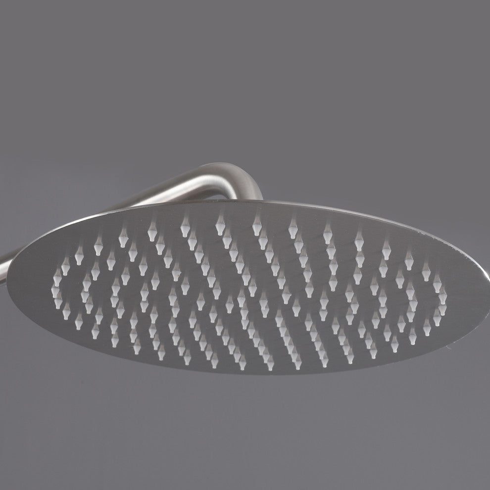Free Standing Outdoor Shower with Handheld Shower, Brushed Nickel