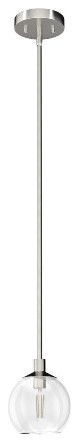 Xidane Brushed Nickel, Clear Glass 1-Light Mini Pendant