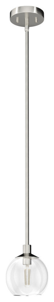 Xidane Brushed Nickel, Clear Glass 1-Light Mini Pendant