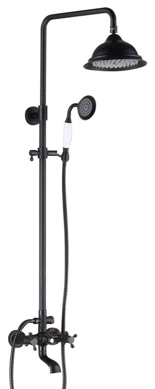 Vintage Bathroom Exposed Rainfall Shower System Handheld Shower Antique Black