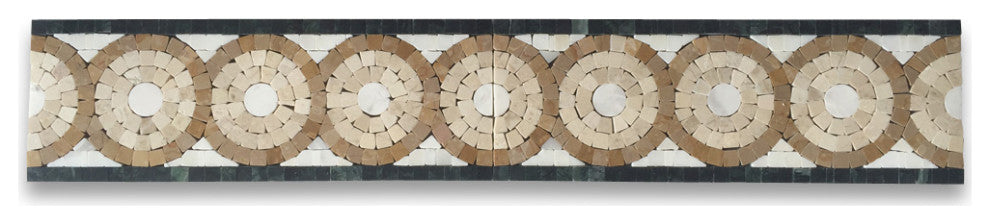 Marble Mosaic Border Accent Listello Tile Aura Gold 4x11 Polished, 1 piece