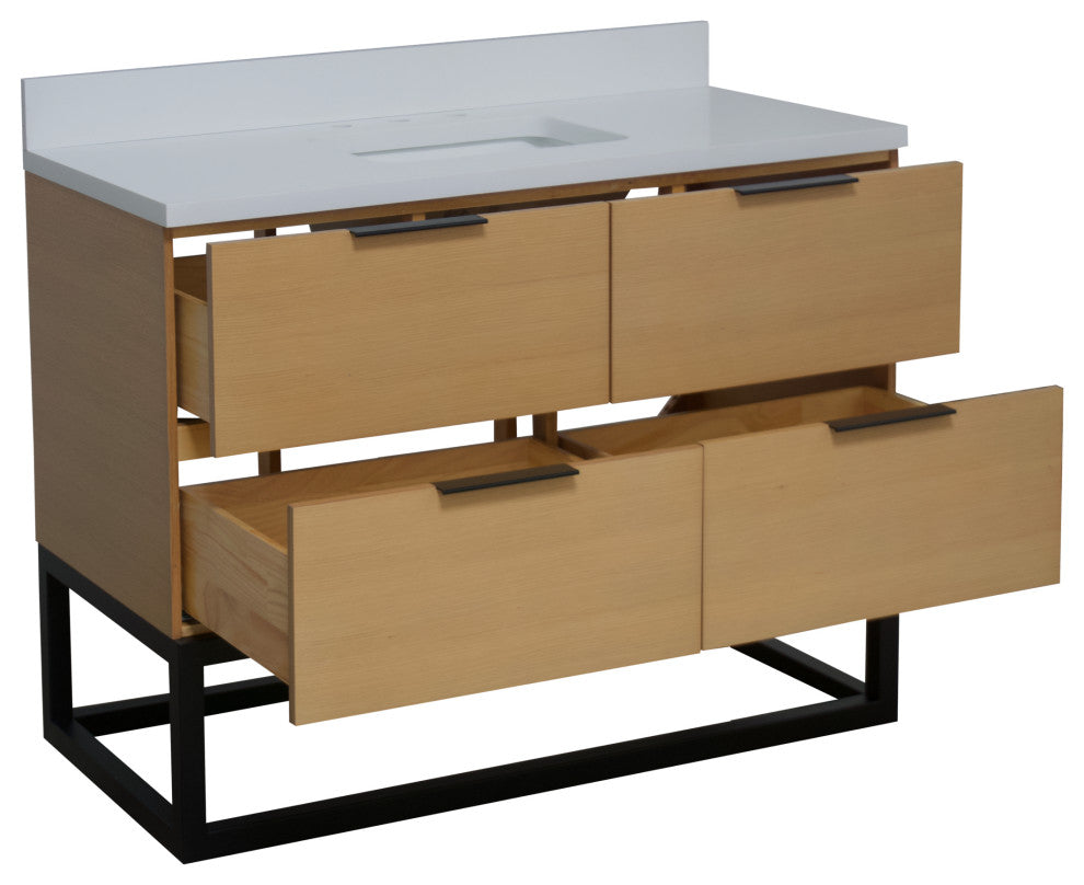 Mia 48" Bathroom Vanity, Blonde, Matte White