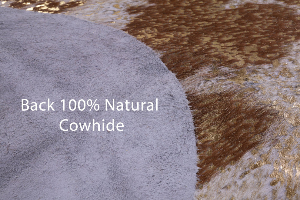 7' 2" X 7' 0" Gold Metallic Cowhide Rug C2164