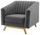 Tufted Armchair and Sofa Set, Velvet, Gray, Modern, Lounge Hospitality