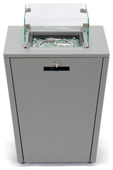 LeisureMod Chelsea Patio Propane Aluminum Fire Pit Side Table With Lid, Grey