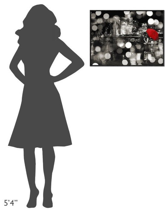 "A Kiss in the Night (BW)" Framed Canvas Giclee by Dianne Loumer, 25x19"