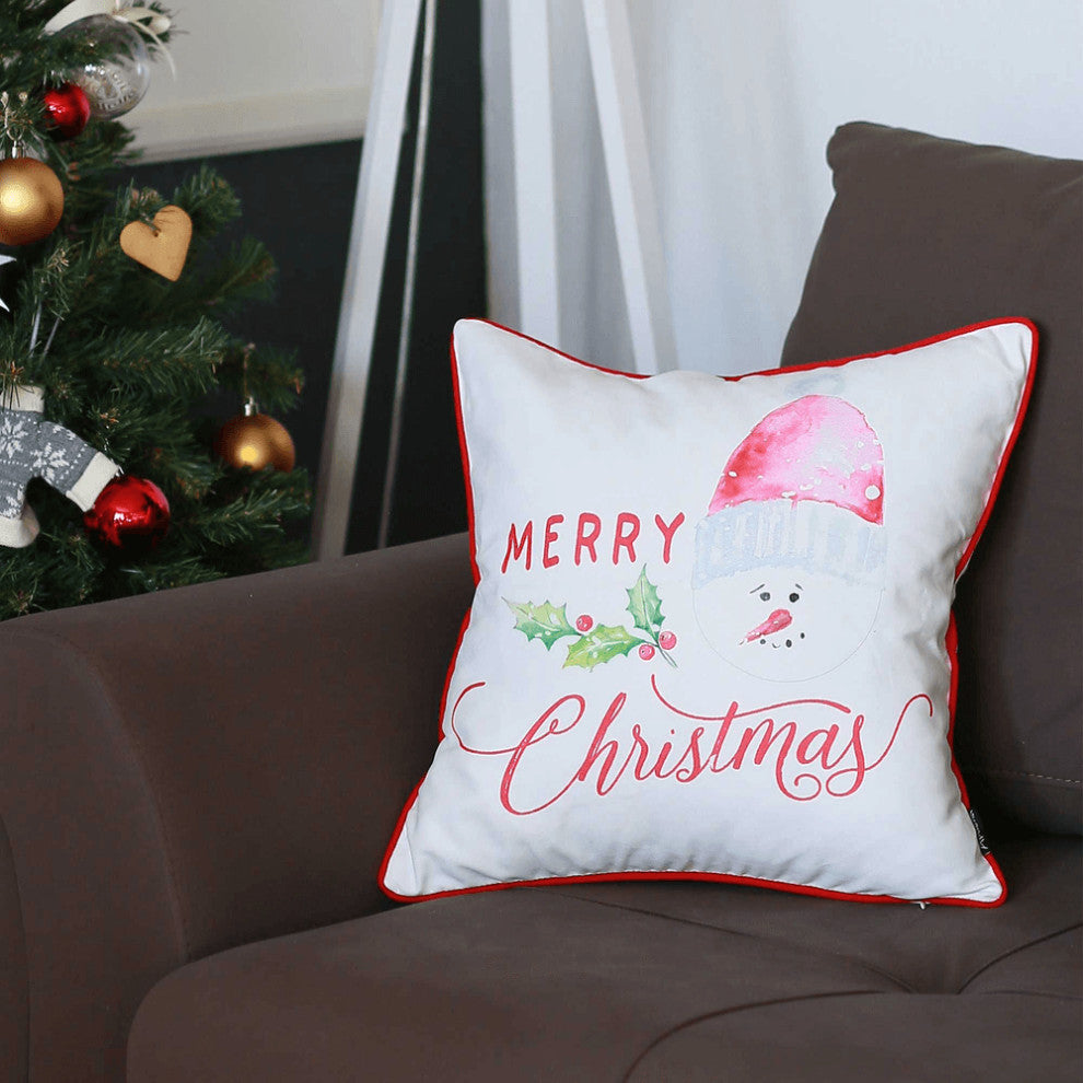 18"X18" Merry Christmas Printed Decorative Throw Pillow Cover