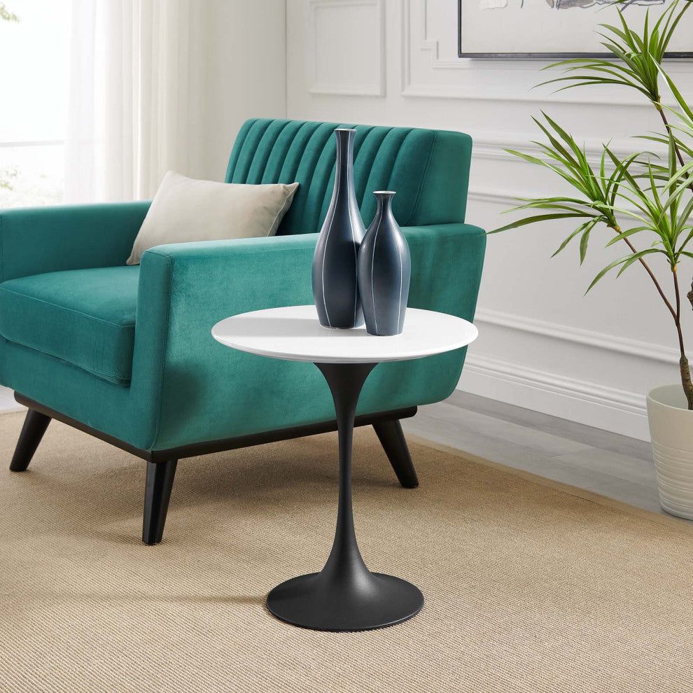Lippa 20" Round Side Table, Black White