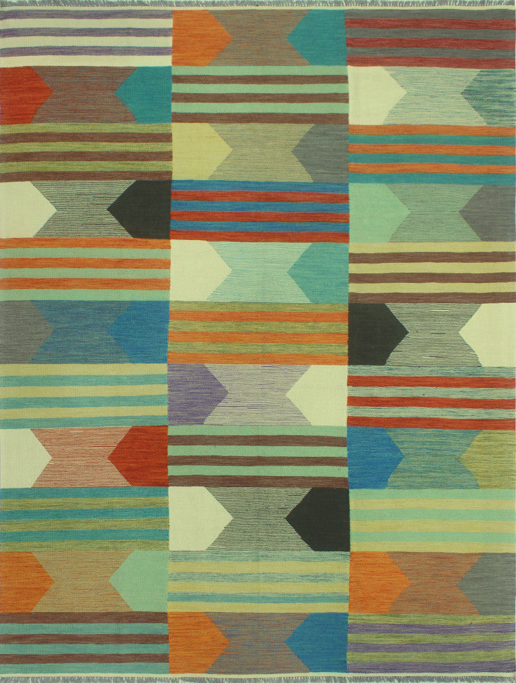 Winchester Kilim Olaniyan Blue/Ivory Rug, 8'6x11'6