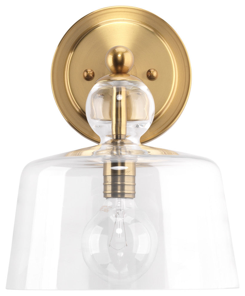 Hudson Glass Wall Sconce, Brass