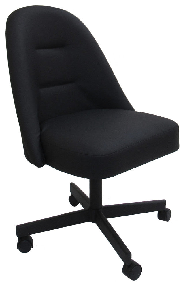 M-235 Dinette Swivel Metal Caster Chairs - Clear Glass, Black Vinyl - Black, Cra