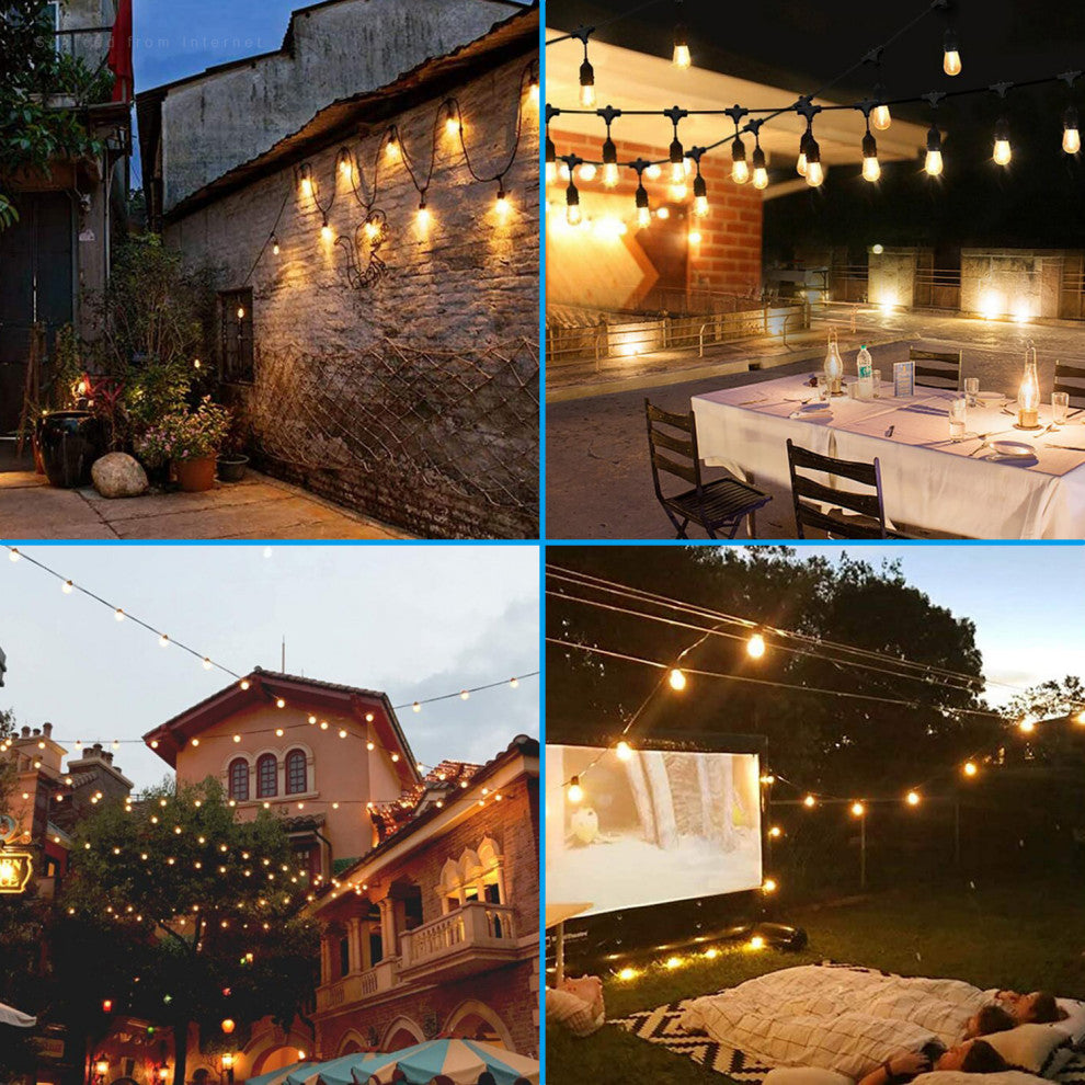 2-Pack 96ft LED Outdoor String Lights With 30+2 Shatterproof Vintage Edison Bulb