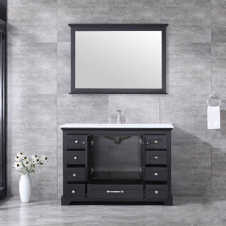 Dukes 48" Espresso Single Square Sink Vanity with Quartz Top, With Mirror