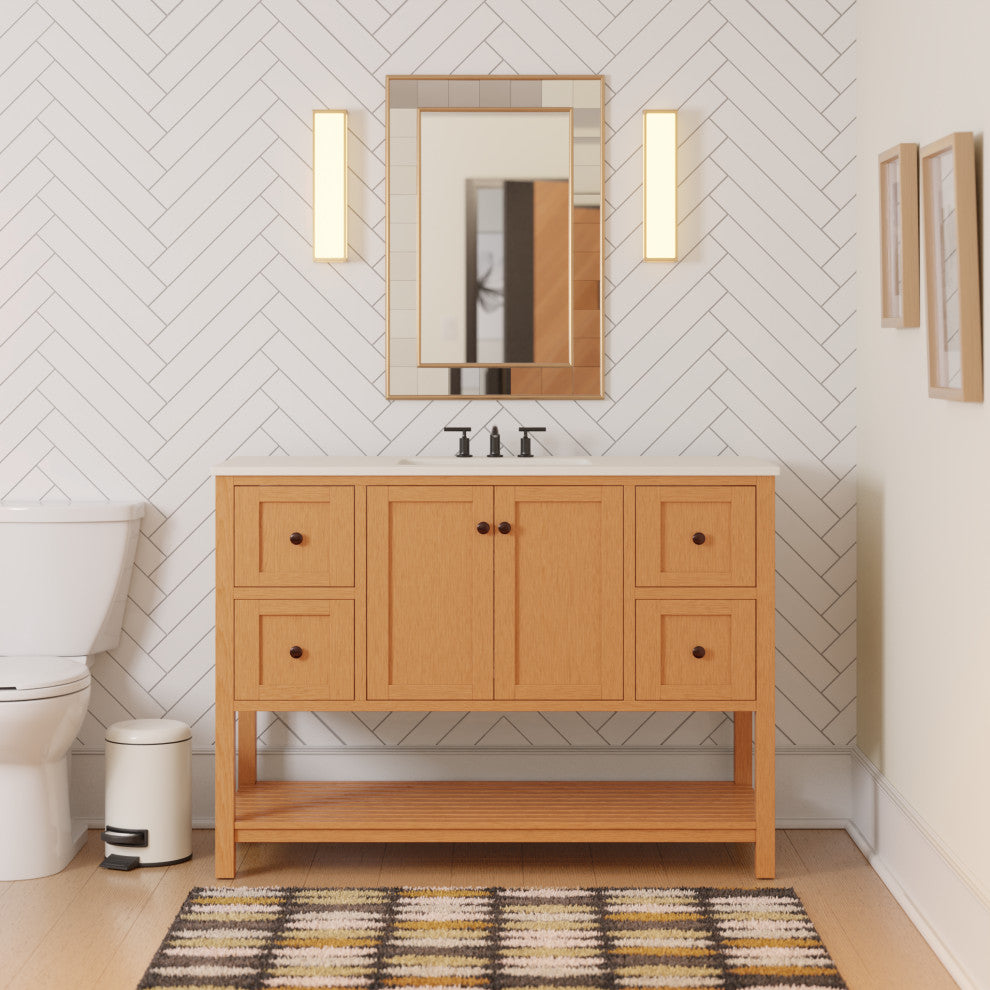 Kitchen Bath Collection Lakeshore 48" Vanity, Blonde, Engineered White