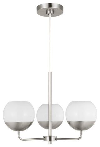 Alvin Three Light Chandelier, Brushed Nickel