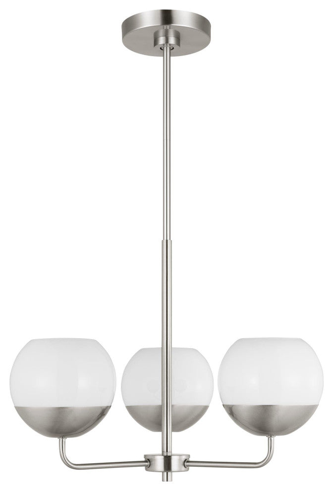 Alvin Three Light Chandelier, Brushed Nickel