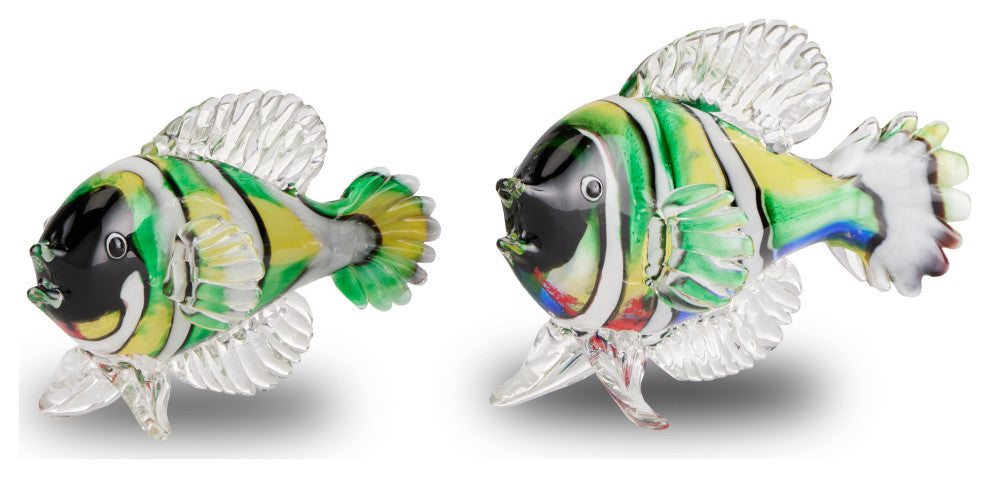 Rialto Green Glass Fish, 2-Piece Set